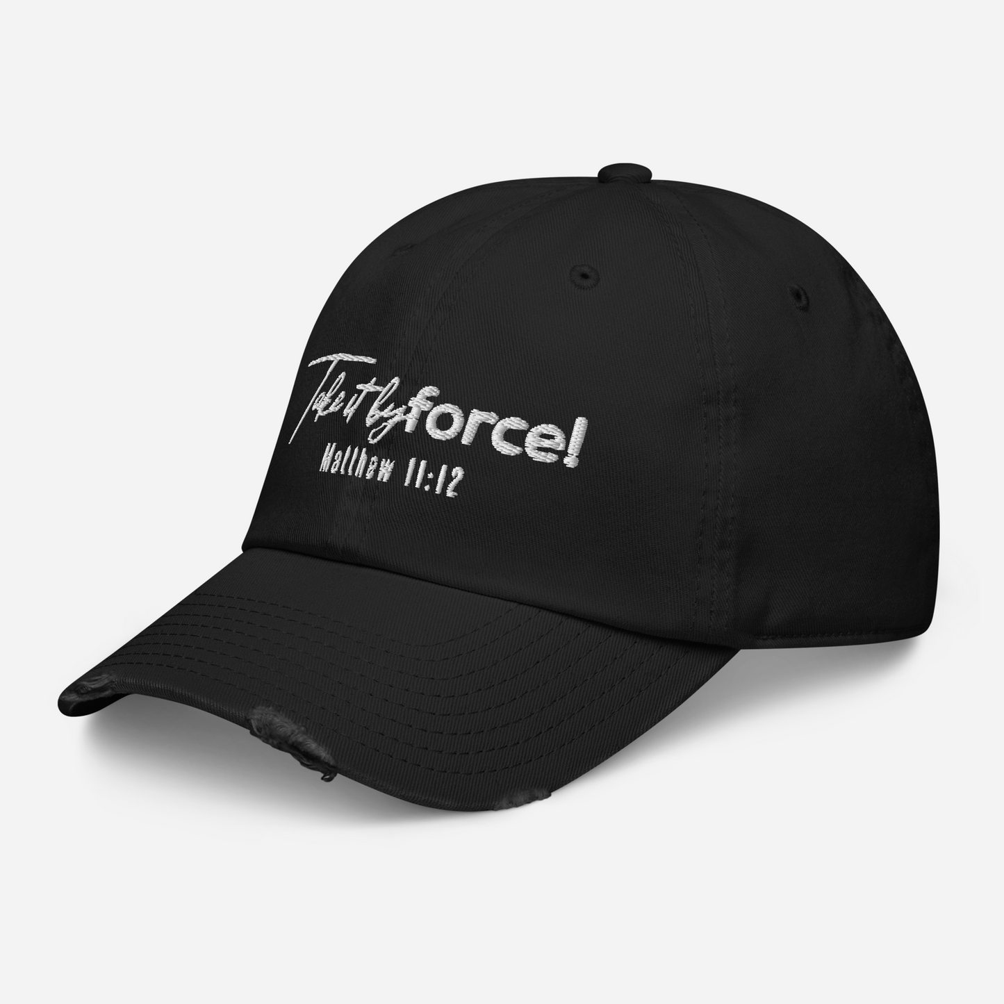 Take it by force! Hat in white print