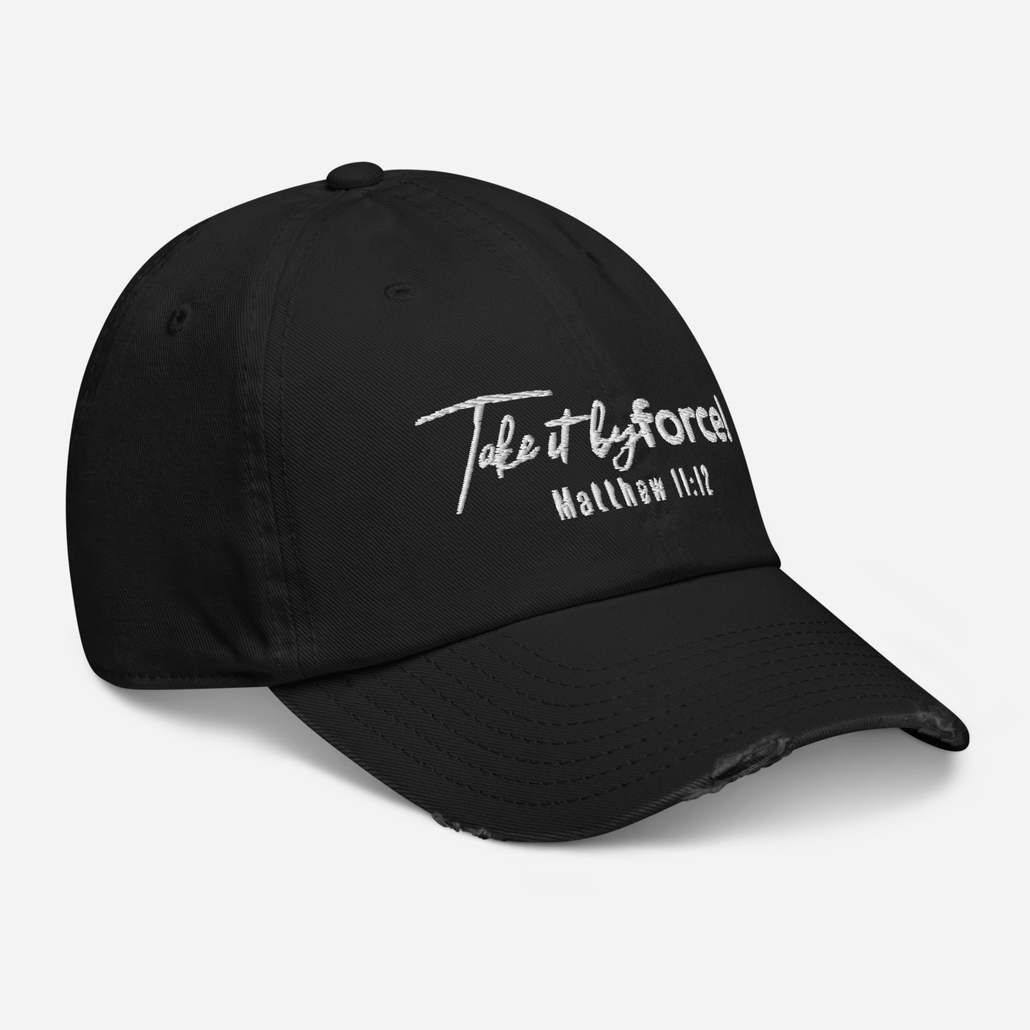 Take it by force! Hat in white print